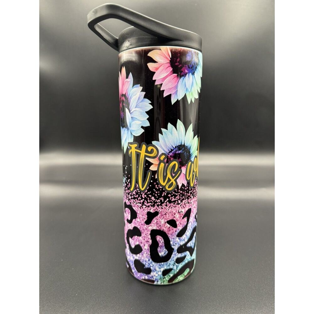 20oz skinny tumbler CUSTOM MADE stainless steel with Flip Top Sports‎ Lid